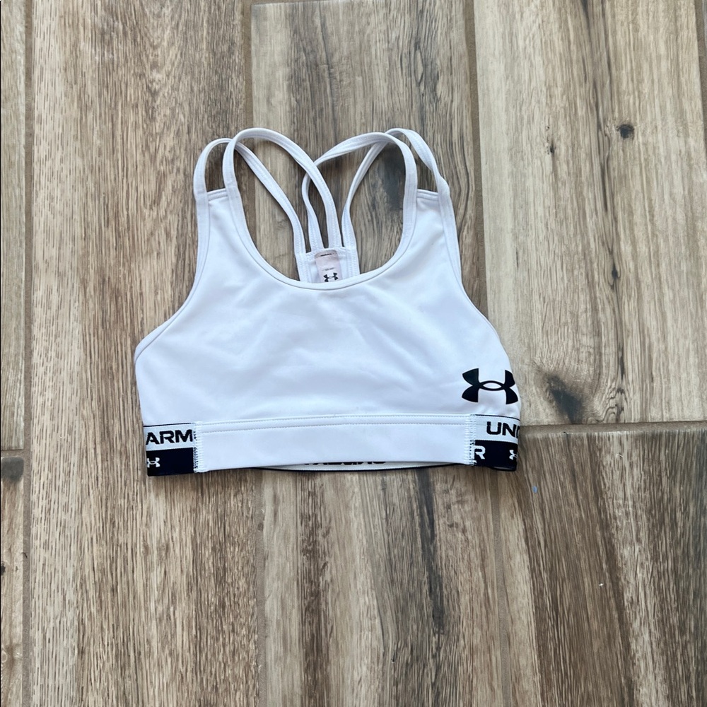 Under Armour Girls Sports Bra White Bra with Black Accents